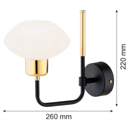 Argon 8032 - Nástenná lampa RAVELLO 1xE14/15W/230V čierna/zlatá