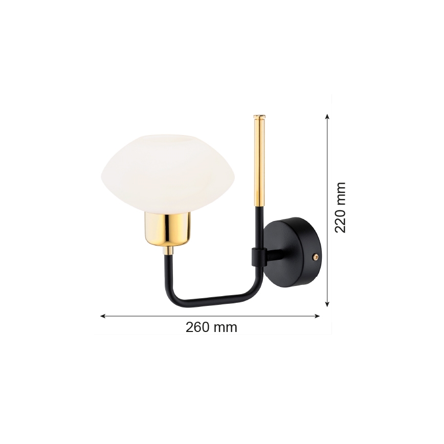 Argon 8032 - Nástenná lampa RAVELLO 1xE14/15W/230V čierna/zlatá