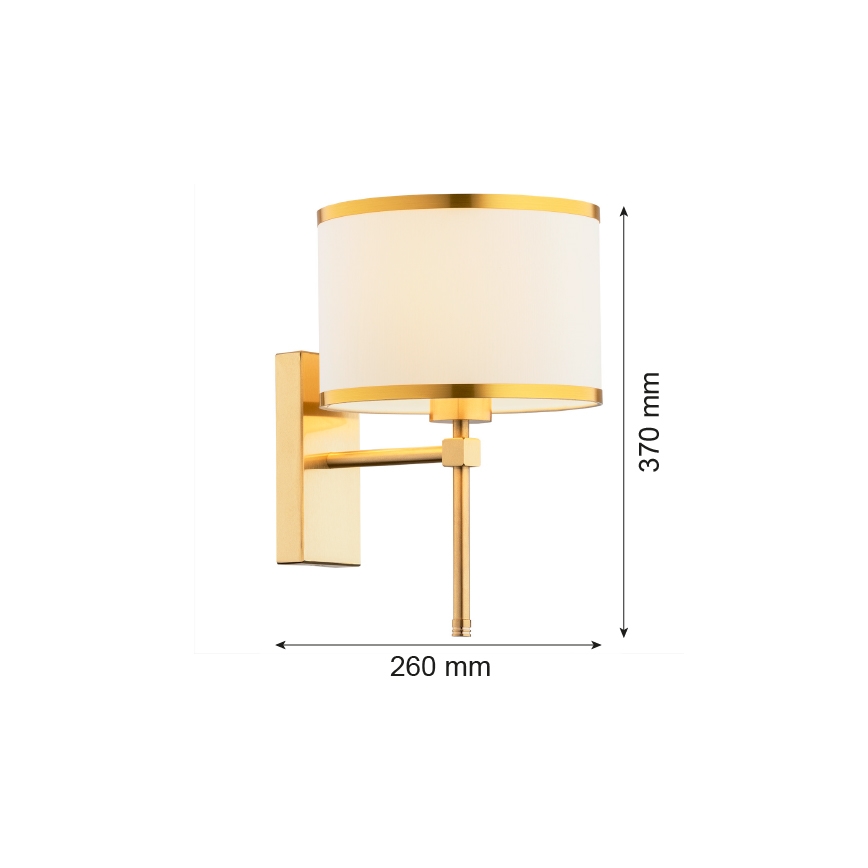 Argon 8033 - Nástenná lampa ABBANO 1xE27/15W/230V mosadz/biela