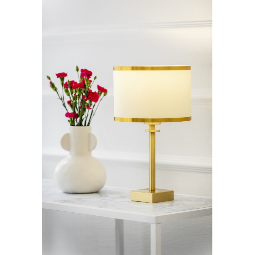 Argon 8047 - Stolná lampa ABBANO 1xE27/15W/230V mosadz/biela