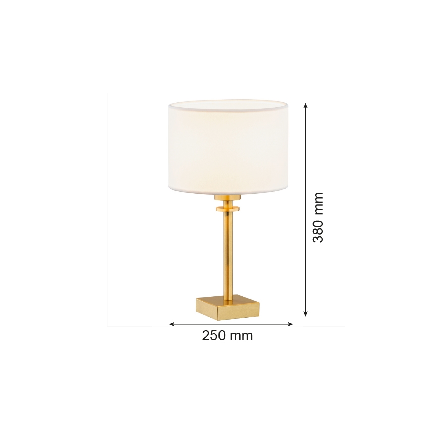 Argon 8047 - Stolná lampa ABBANO 1xE27/15W/230V mosadz/biela