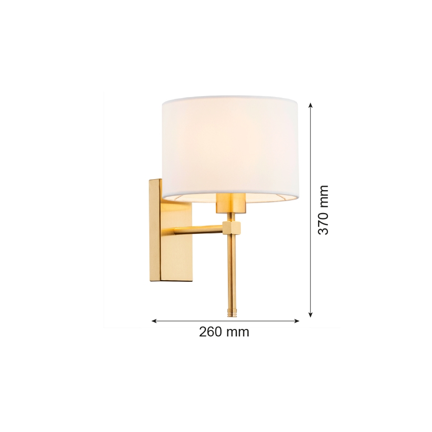 Argon 8048 - Nástenná lampa ABBANO 1xE27/15W/230V mosadz/biela