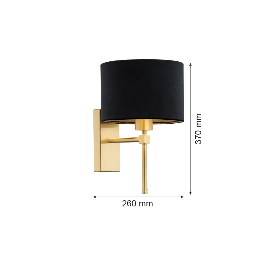 Argon 8050 - Nástenná lampa ABBANO 1xE27/15W/230V mosadz/čierna