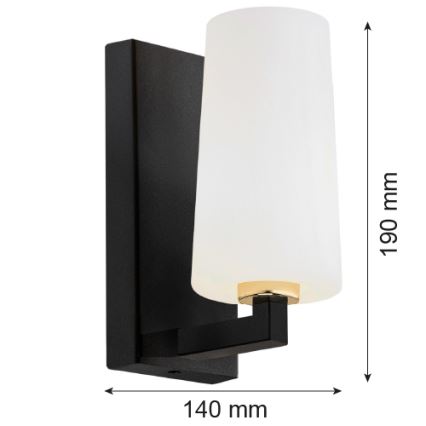 Argon 8056 - Nástenná lampa CAMELOT PLUS 1xE27/15W/230V čierna/biela/zlatá