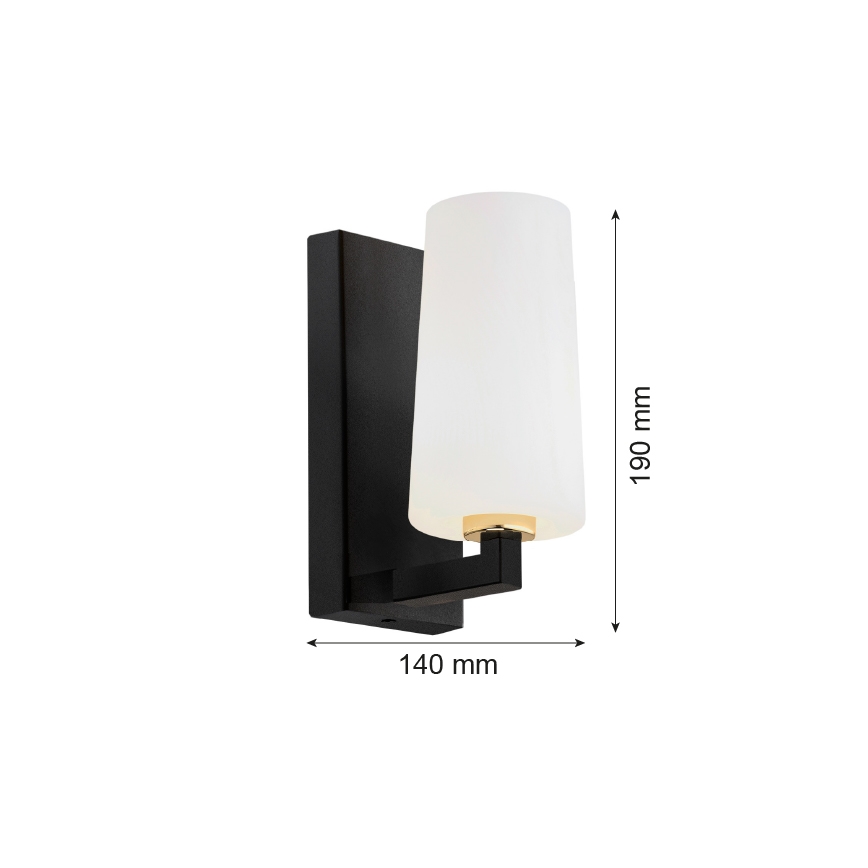 Argon 8056 - Nástenná lampa CAMELOT PLUS 1xE27/15W/230V čierna/biela/zlatá
