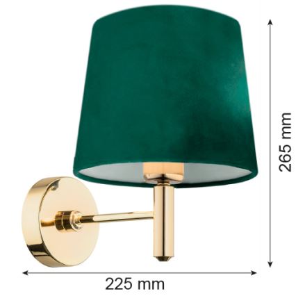 Argon 8105 - Nástenná lampa PONTE 1xE27/15W/230V zelená/mosadz