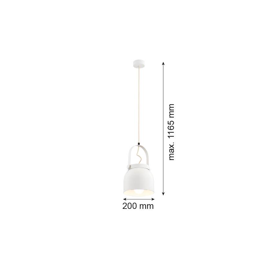 Argon 8280 - Luster na lanku LOGAN 1xE27/15W/230V pr. 20 cm biela