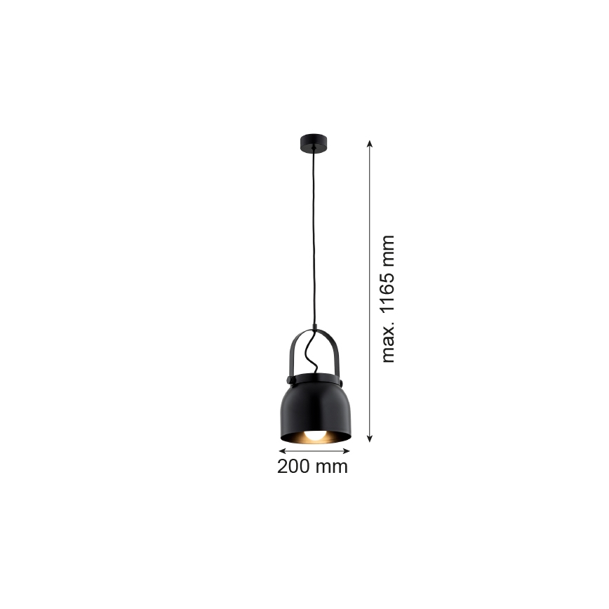 Argon 8281 - Luster na lanku LOGAN 1xE27/15W/230V pr. 20 cm čierna