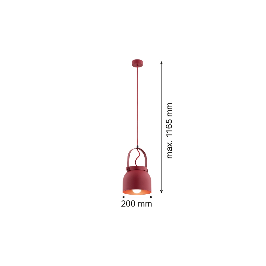 Argon 8282 - Luster na lanku LOGAN 1xE27/15W/230V pr. 20 cm červená