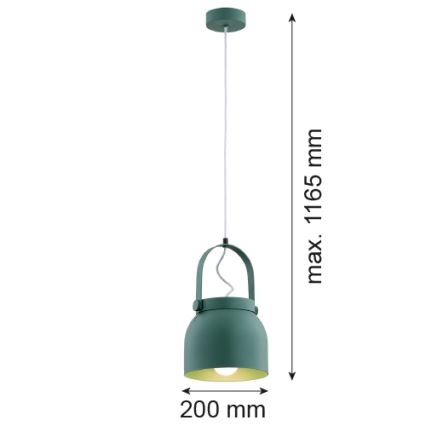 Argon 8283 - Luster na lanku LOGAN 1xE27/15W/230V pr. 20 cm zelená