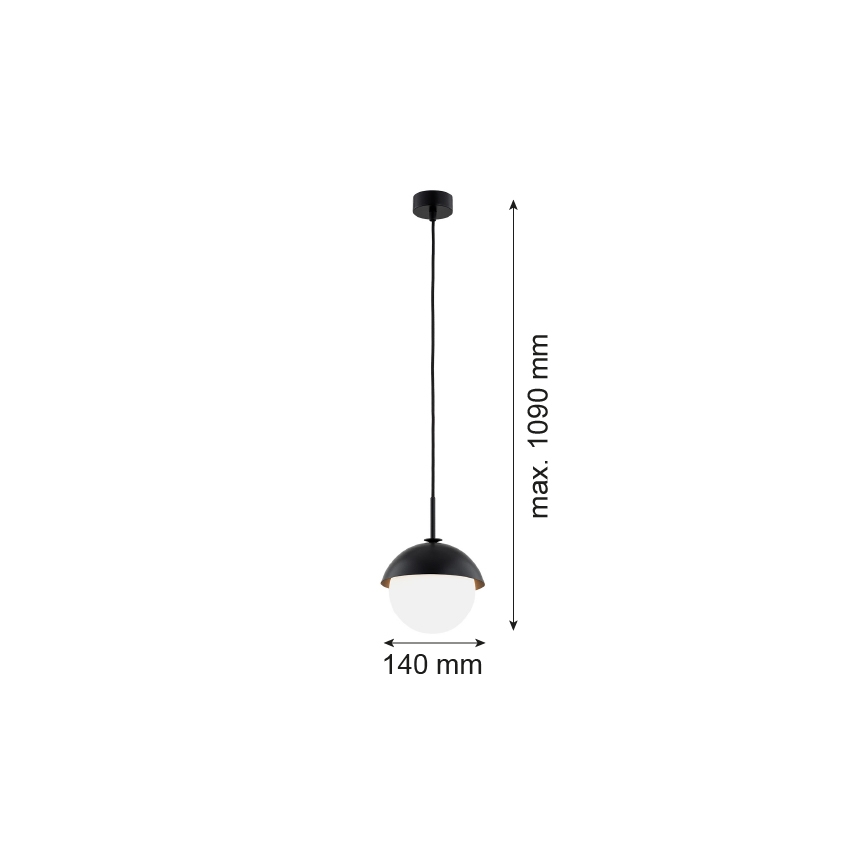 Argon 8295 - Luster na lanku CAPPELLO 1xE27/15W/230V čierna
