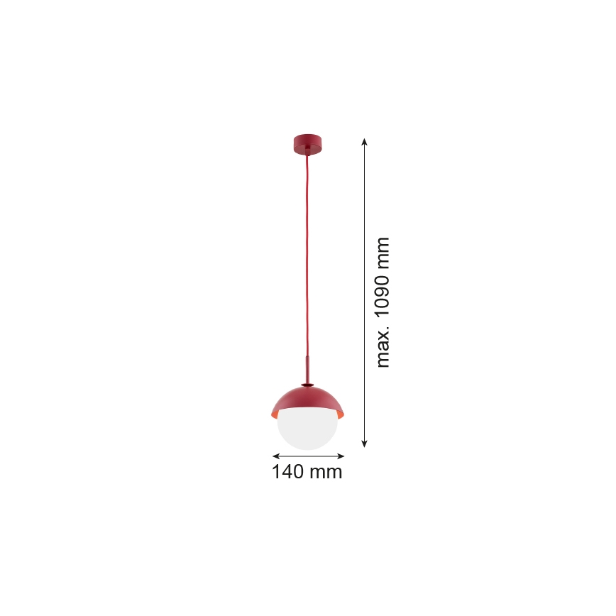 Argon 8296 - Luster na lanku CAPPELLO 1xE27/15W/230V červená