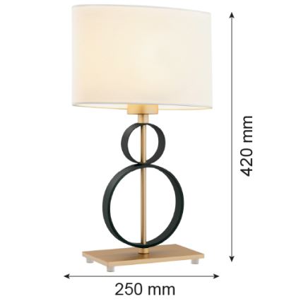 Argon 8373 - Stolná lampa PERSEO 1xE27/15W/230V 42 cm krémová/čierna