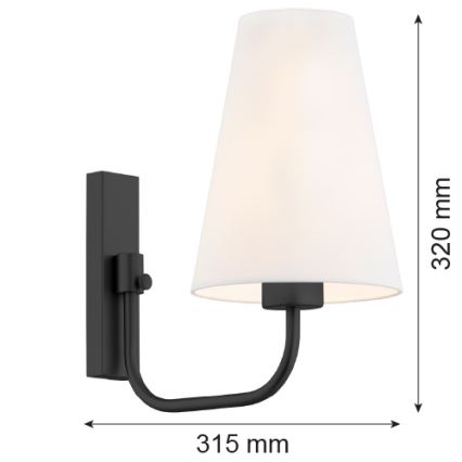 Argon 8376 - Nástenná lampa SAFIANO 1xE27/15W/230V čierna