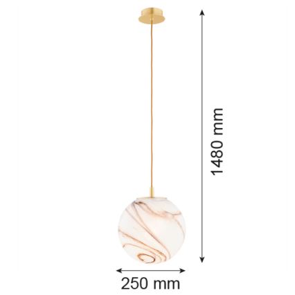 Argon 8447 - Luster na lanku ALMIROS 1xE27/15W/230V pr. 25 cm alabaster zlatá