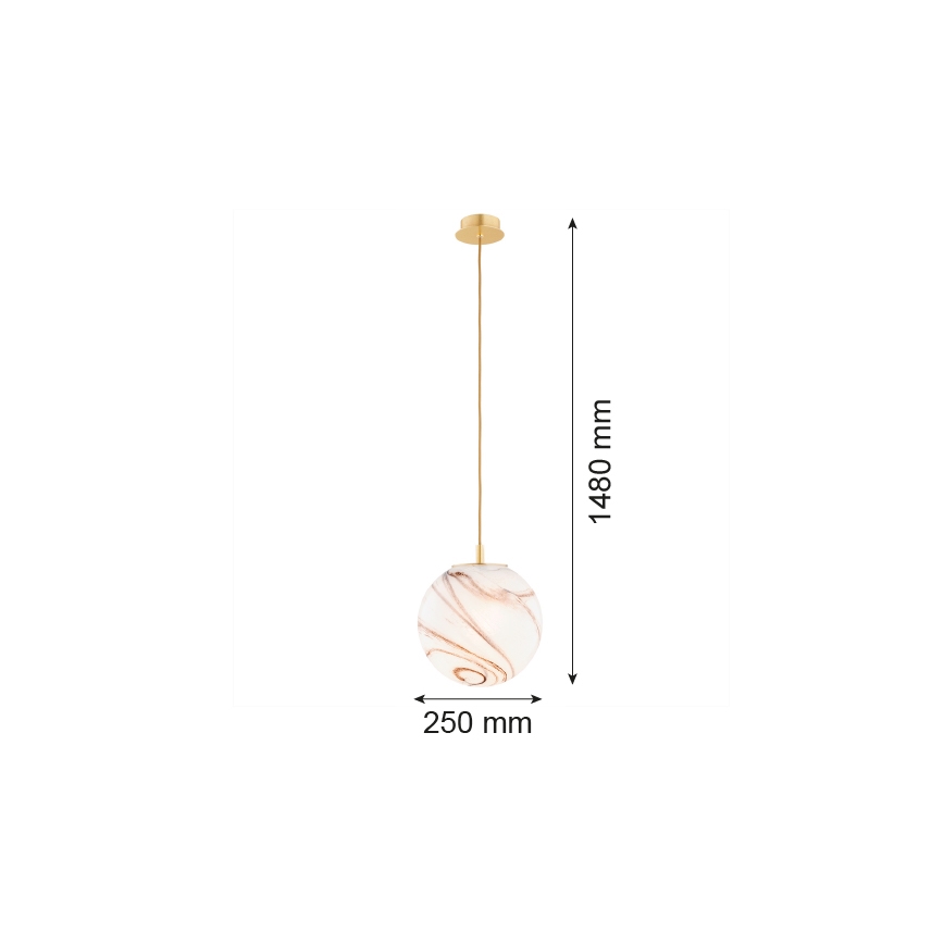 Argon 8447 - Luster na lanku ALMIROS 1xE27/15W/230V pr. 25 cm alabaster zlatá