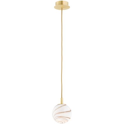 Argon 8450 - Luster na lanku ALMIROS 1xE14/7W/230V pr. 12 cm alabaster zlatá