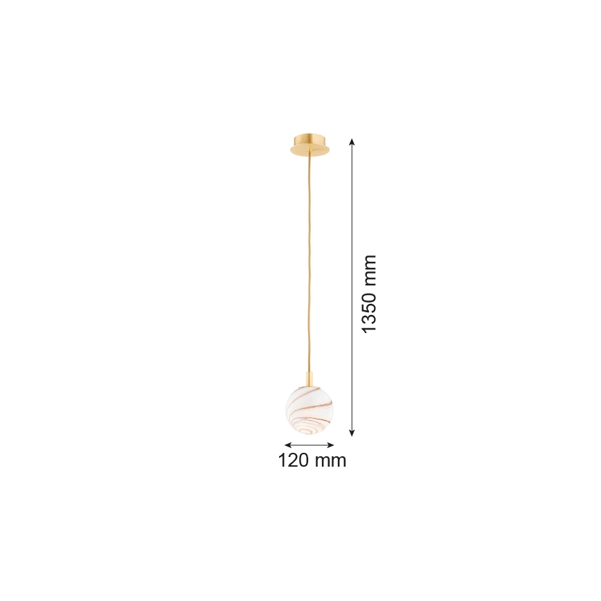 Argon 8450 - Luster na lanku ALMIROS 1xE14/7W/230V pr. 12 cm alabaster zlatá