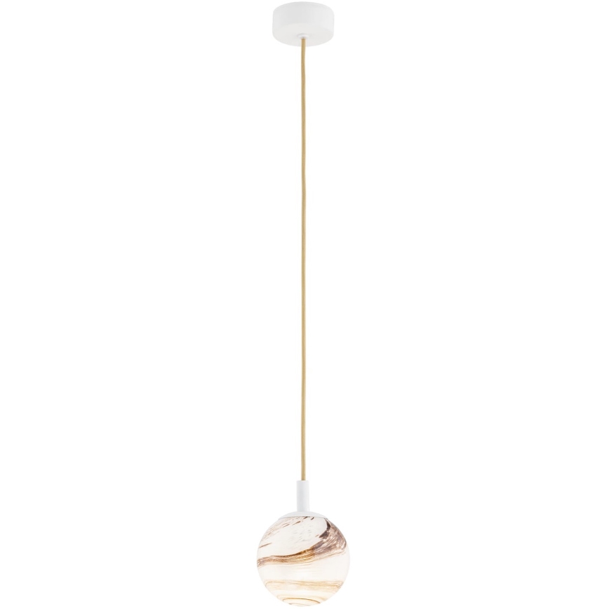 Argon 8451 - Luster na lanku ALMIROS 1xE14/7W/230V pr. 12 cm alabaster biela/zlatá