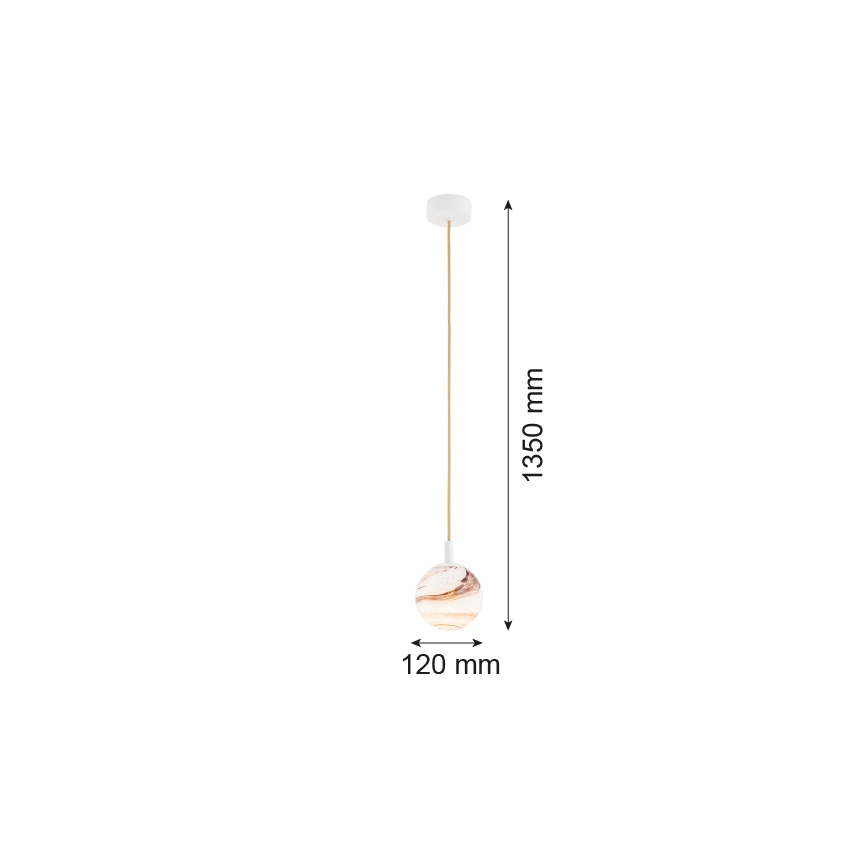 Argon 8451 - Luster na lanku ALMIROS 1xE14/7W/230V pr. 12 cm alabaster biela/zlatá