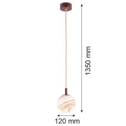 Argon 8452 - Luster na lanku ALMIROS 1xE14/7W/230V pr. 12 cm alabaster hnedá/zlatá