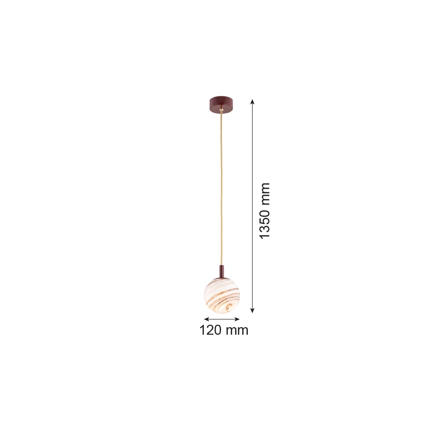 Argon 8452 - Luster na lanku ALMIROS 1xE14/7W/230V pr. 12 cm alabaster hnedá/zlatá