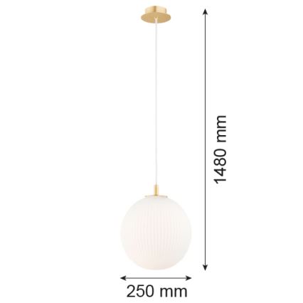 Argon 8507 - Luster na lanku PALOMA 1xE27/15W/230V pr. 25 cm zlatá/biela