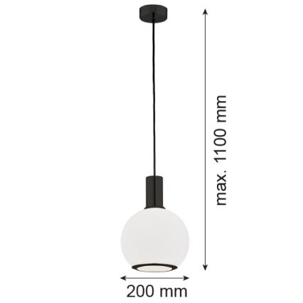 Argon 8564 - Luster na lanku SAGUNTO PLUS 1xE27/15W/230V pr. 20 cm čierna
