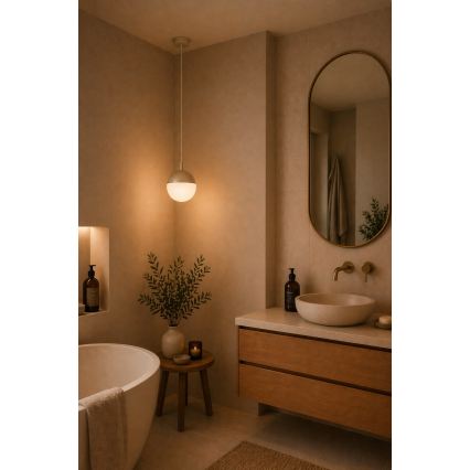 Argon 9001 - Vonkajšie závesné svietidlo na lanku LIV 1xE27/15W/230V IP44 béžové