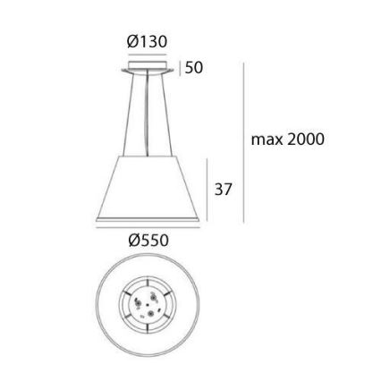 Artemide 1124110A - Luster na lanku CHOOSE MEGA 3xE27/12W/230V pr. 55 cm biela