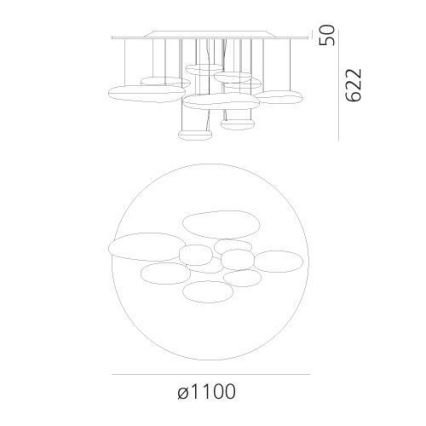 Artemide 1366110A - LED Stmievateľný prisadený luster MERCURY LED/58W/230V 3000K