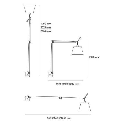 Artemide AR 0564010A+AR 0780030A+AR 0779010A KOMPLET - Stojanová lampa TOLOMEO MEGA 1xE27/150W/230V