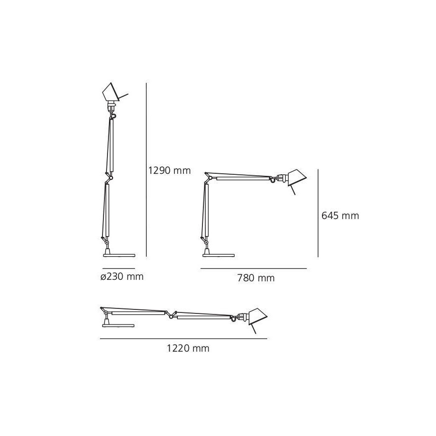 Artemide AT0090A+AT0090B - Stolná lampa TOLOMEO 1xE27/70W/230V