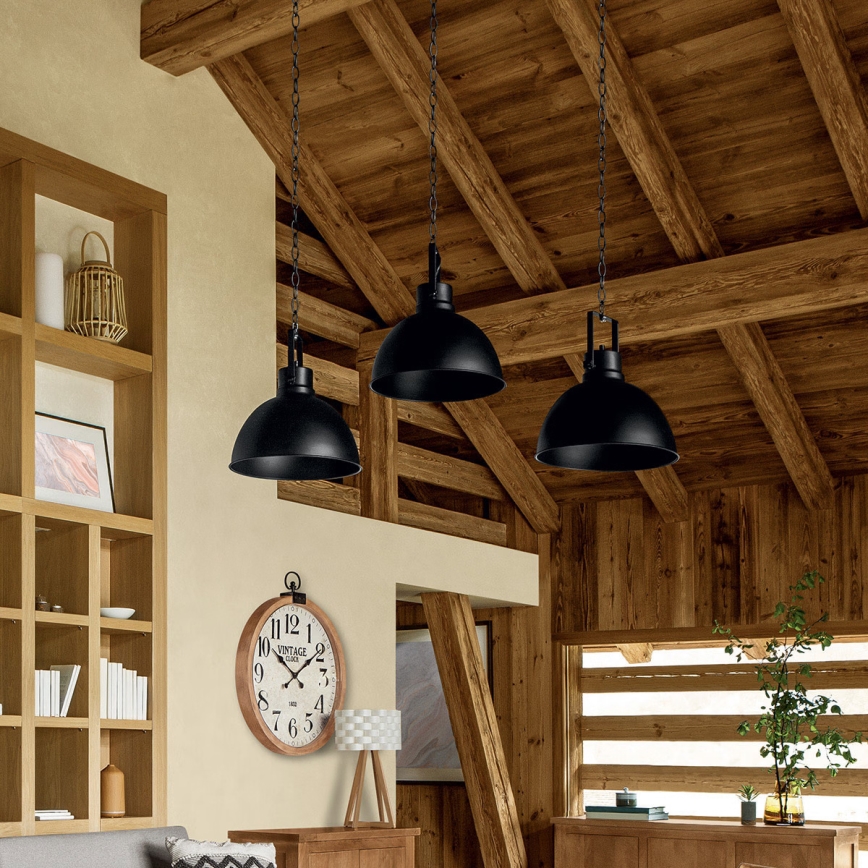 Atmosphera - Luster na reťazi BASALT 1xE27/25W/230V čierna