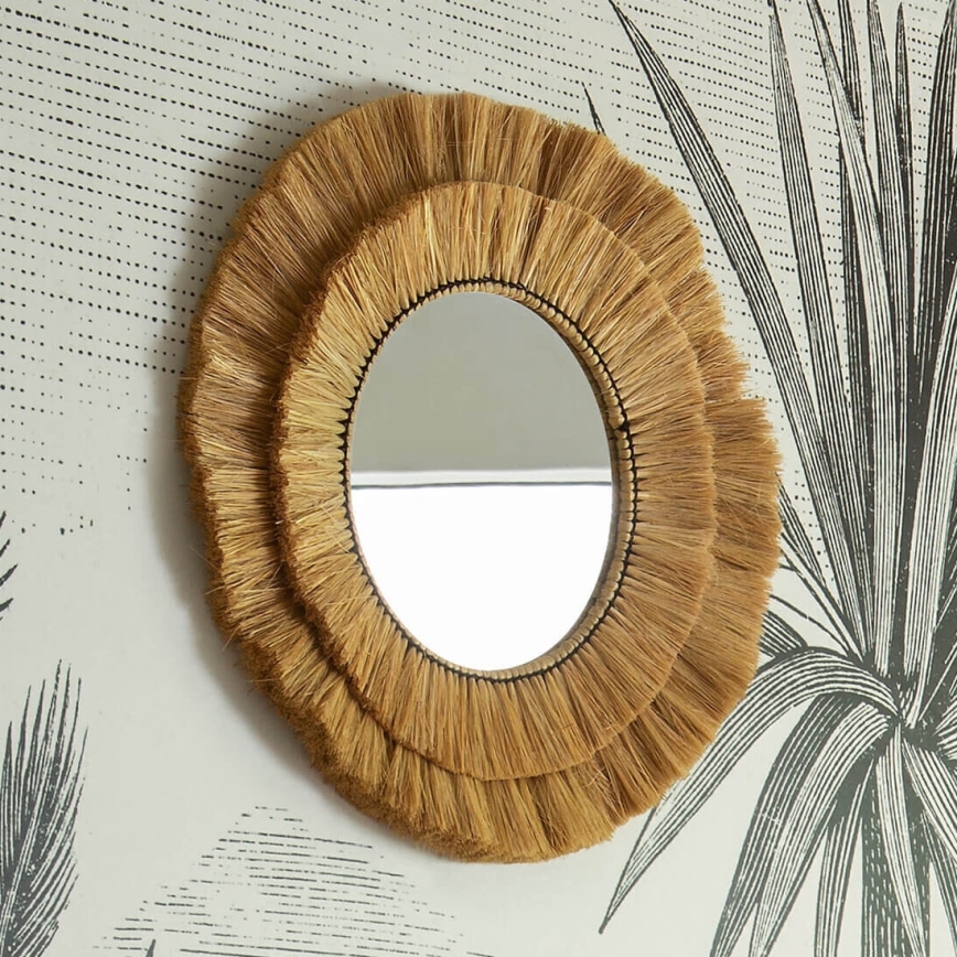 Atmosphera - Nástenné zrkadlo ALBA pr. 57 cm rafia