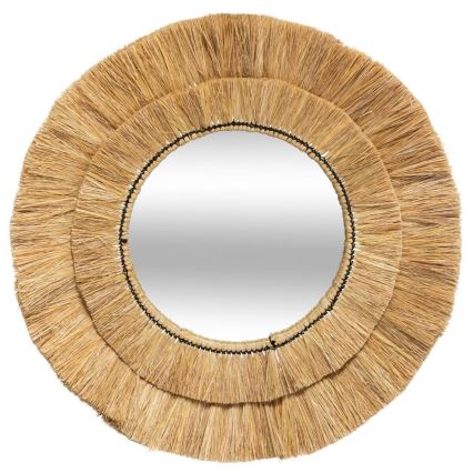 Atmosphera - Nástenné zrkadlo ALBA pr. 57 cm rafia