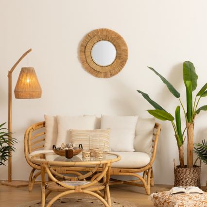 Atmosphera - Nástenné zrkadlo ALBA pr. 57 cm rafia