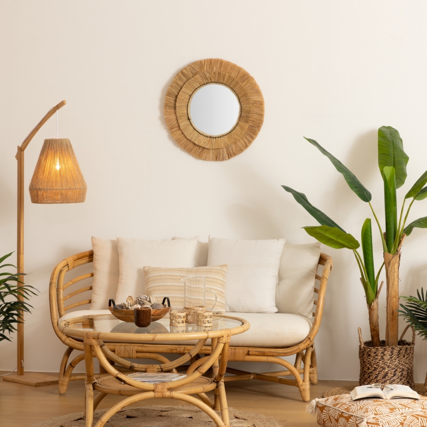 Atmosphera - Nástenné zrkadlo ALBA pr. 57 cm rafia