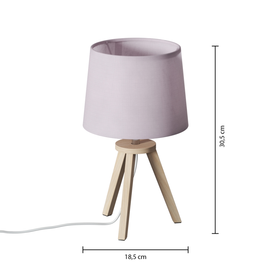 Atmosphera - Stolná lampa TRIPOD 1xE14/40W/230V borovica/ružová