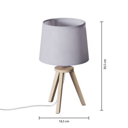 Atmosphera - Stolná lampa TRIPOD 1xE14/40W/230V borovica/sivá