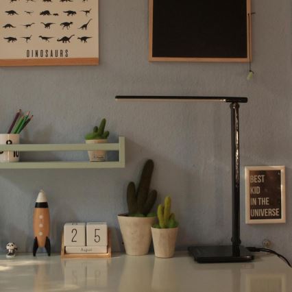 B.K. Licht 1004 - LED Stmievateľná dotyková stolná lampa s USB LED/5W/230V čierna