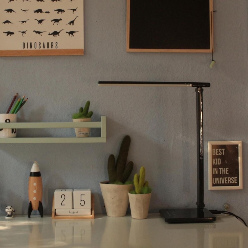 B.K. Licht 1004 - LED Stmievateľná dotyková stolná lampa s USB LED/5W/230V čierna