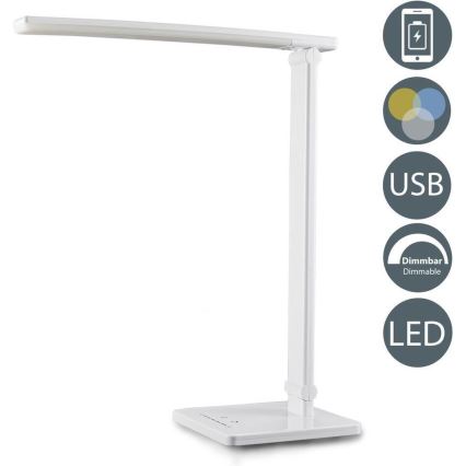 B.K. Licht 1005 - LED Stmievateľná dotyková stolná lampa s USB LED/5W/230V biela