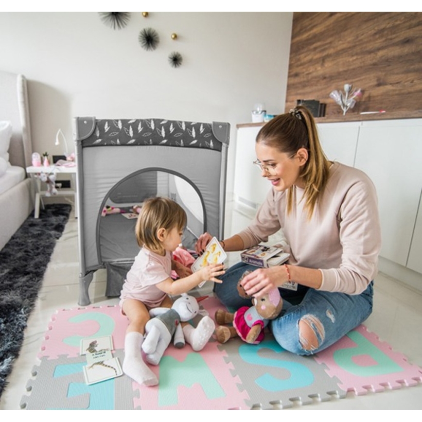 BabyOno - Cestovná postieľka BASIC sivá