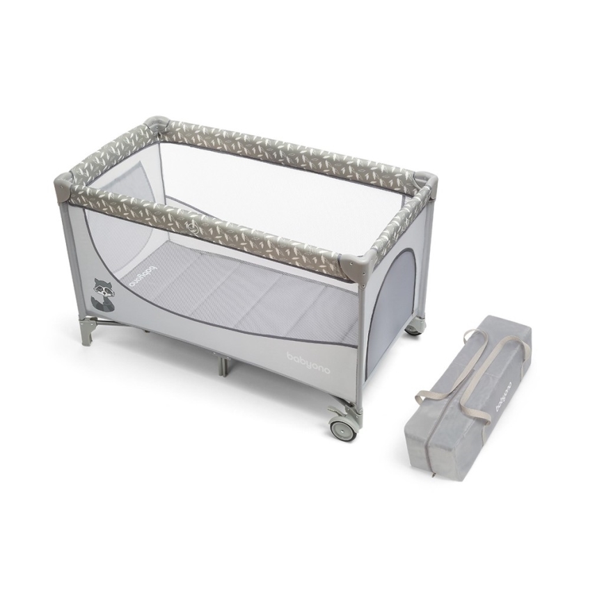 BabyOno - Cestovná postieľka BASIC sivá
