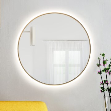 Baltica Design - LED kúpeľňové nástenné zrkadlo s podsvietením BRIGHT LED/15W/230V 4500K pr. 90 cm IP65 zlaté