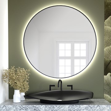 Baltica Design - LED kúpeľňové nástenné zrkadlo s podsvietením BRIGHT LED/15W/230V 4500K priemer 90 cm IP65 čierne