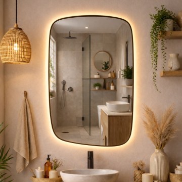 Baltica Design - LED Kúpeľňové nástenné zrkadlo s podsvietením STONE CALM LED/15W/230V 2700K 90x60 cm IP65 čierna