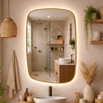 Baltica Design - LED Kúpeľňové nástenné zrkadlo s podsvietením STONE CALM LED/15W/230V 4500K 90x60 cm IP65 zlaté