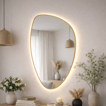 Baltica Design - LED Kúpeľňové nástenné zrkadlo s podsvietením STONE FLUID LED/15W/230V 2700K 92x55 cm IP65 zlatá